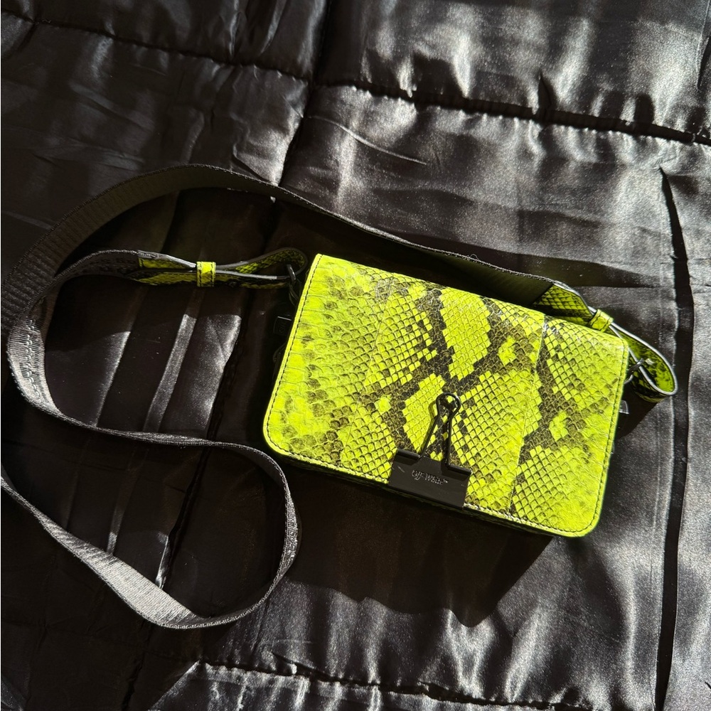Off-White Neon Green Snake Print Crossbody Bag